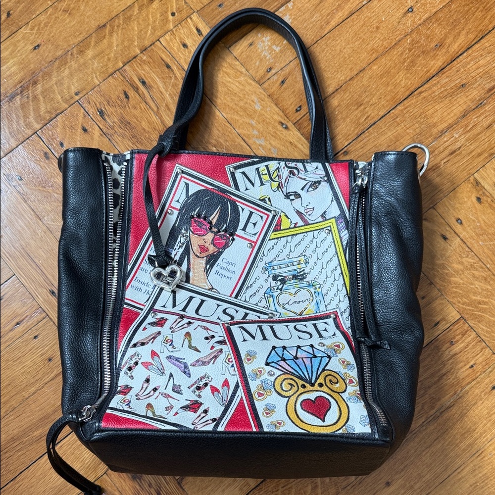 Brighton Black and Red Graphic Tote
